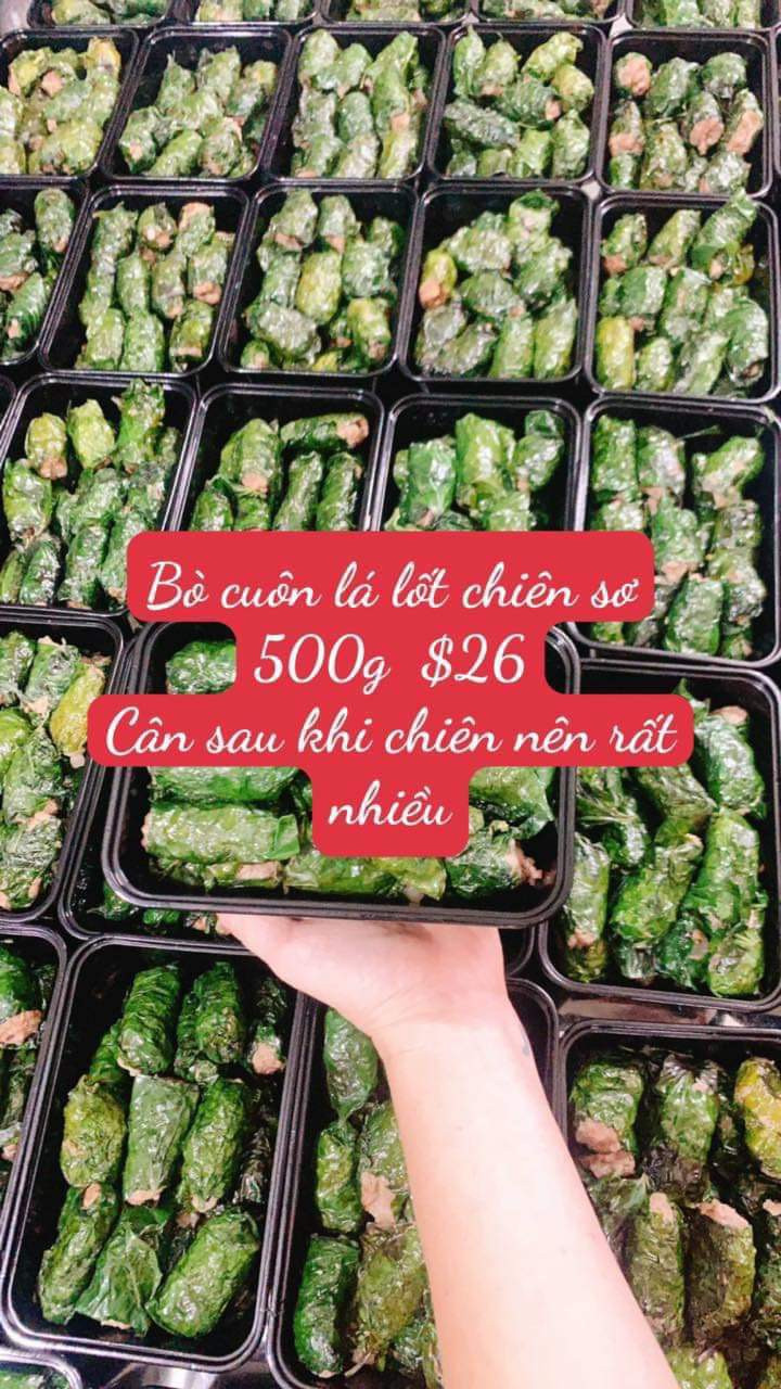 Bò cuộn lá lốt chiên sơ